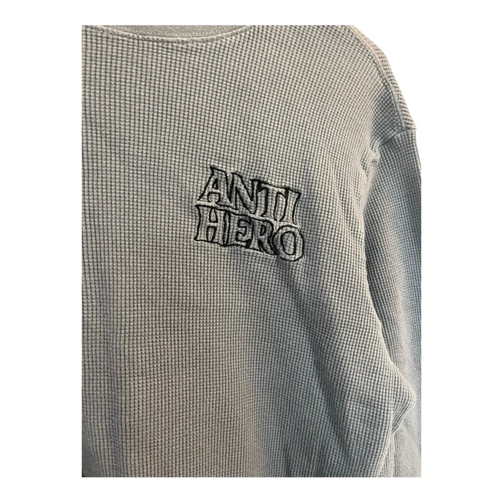 Anti Hero Black Hero Outline Waffle Knit Crewneck Long Sleeve T Shirt Small (nt) - Picture 4 of 9